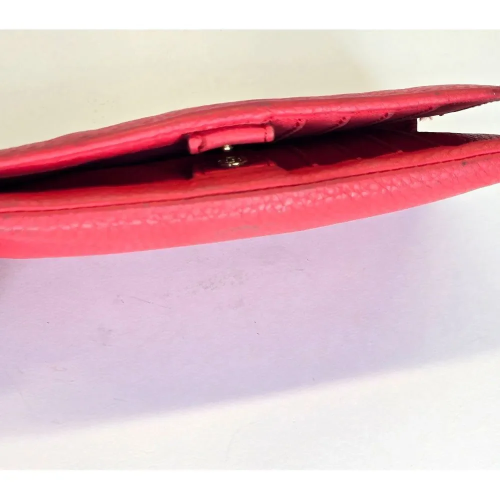 Fossil Red Pebbled Leather Wallet Clutch Card‎ Holder Zip Around Organizer Snap